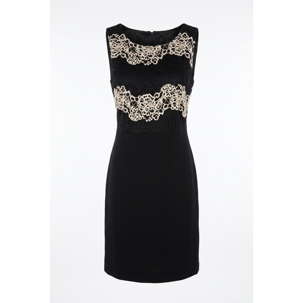 Danny and Nicole Black Lace Contrast Sleeveless Sheath‎ Dress Size 10